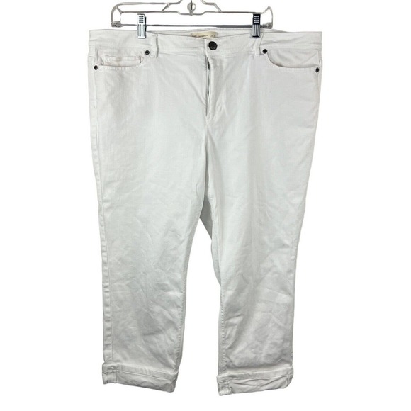 J Jill Denim White Authentic Fit Cropped Jeans Size 18 High Rise Stretch - Picture 1 of 12